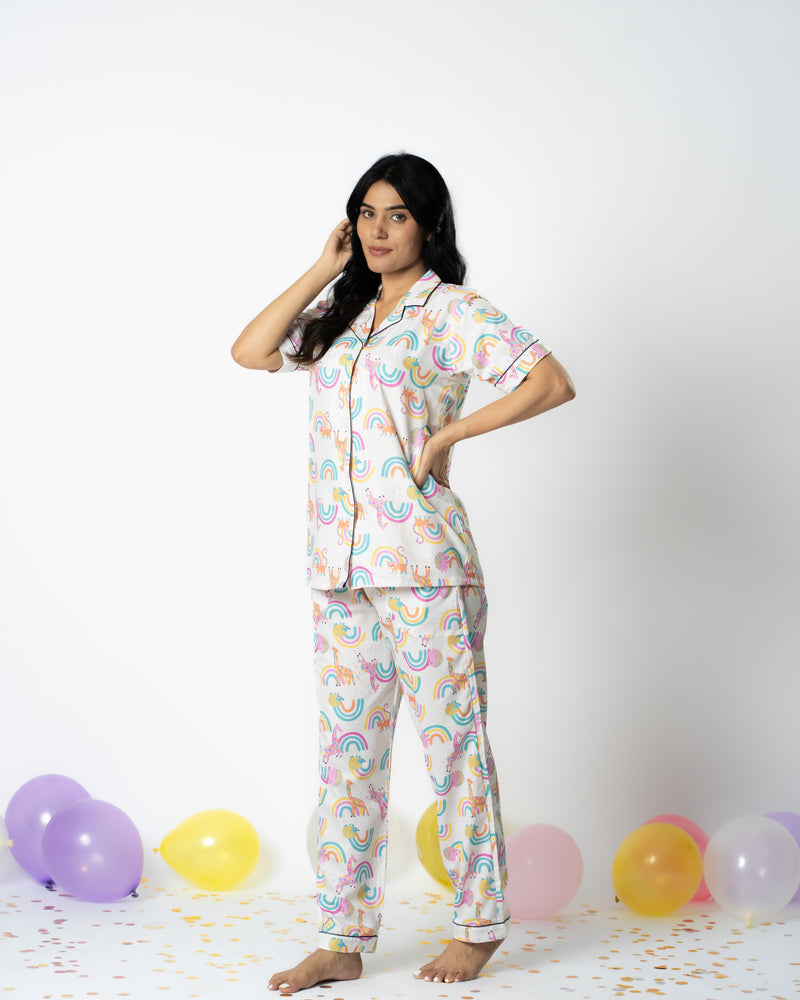 Load image into Gallery viewer, Rainbow Frolic Pajama set Nightwear Set
