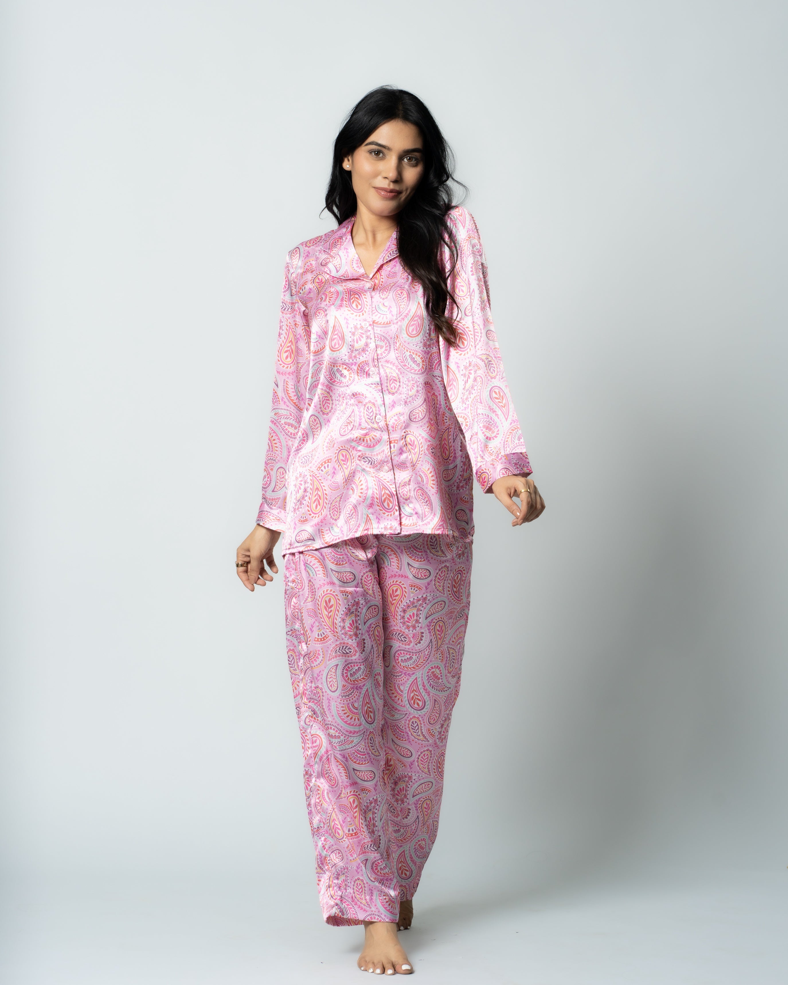 Rosey Reverie Satin Women Nightwear Set
