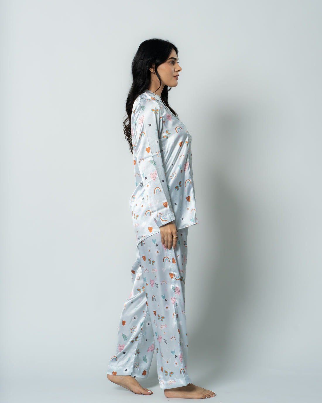 Butterfly Bliss Satin Women Nightwear Set