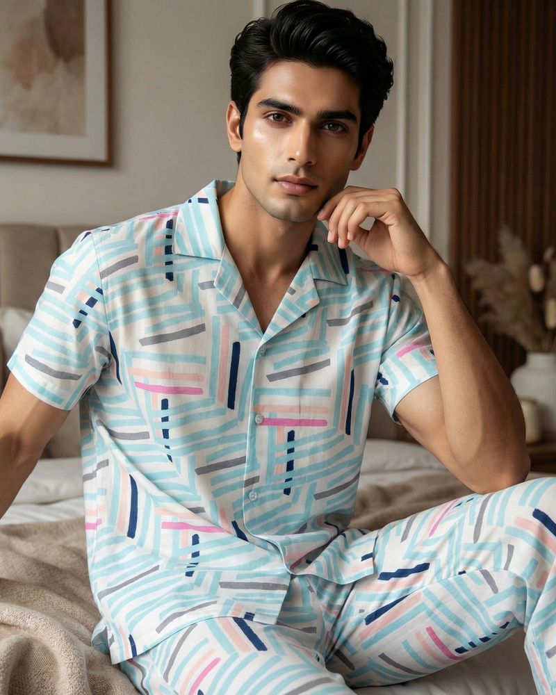 Load image into Gallery viewer, Pastel Rhythm Men's Nightwear Set
