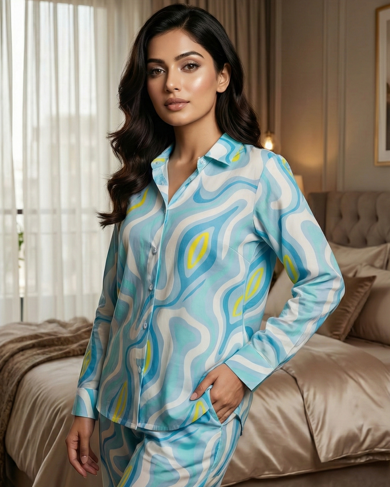 Load image into Gallery viewer, The Santorini Swirl Nightwear Set
