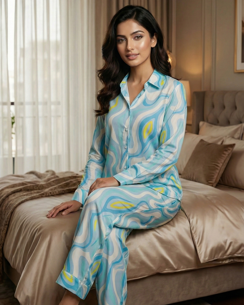 Load image into Gallery viewer, The Santorini Swirl Nightwear Set
