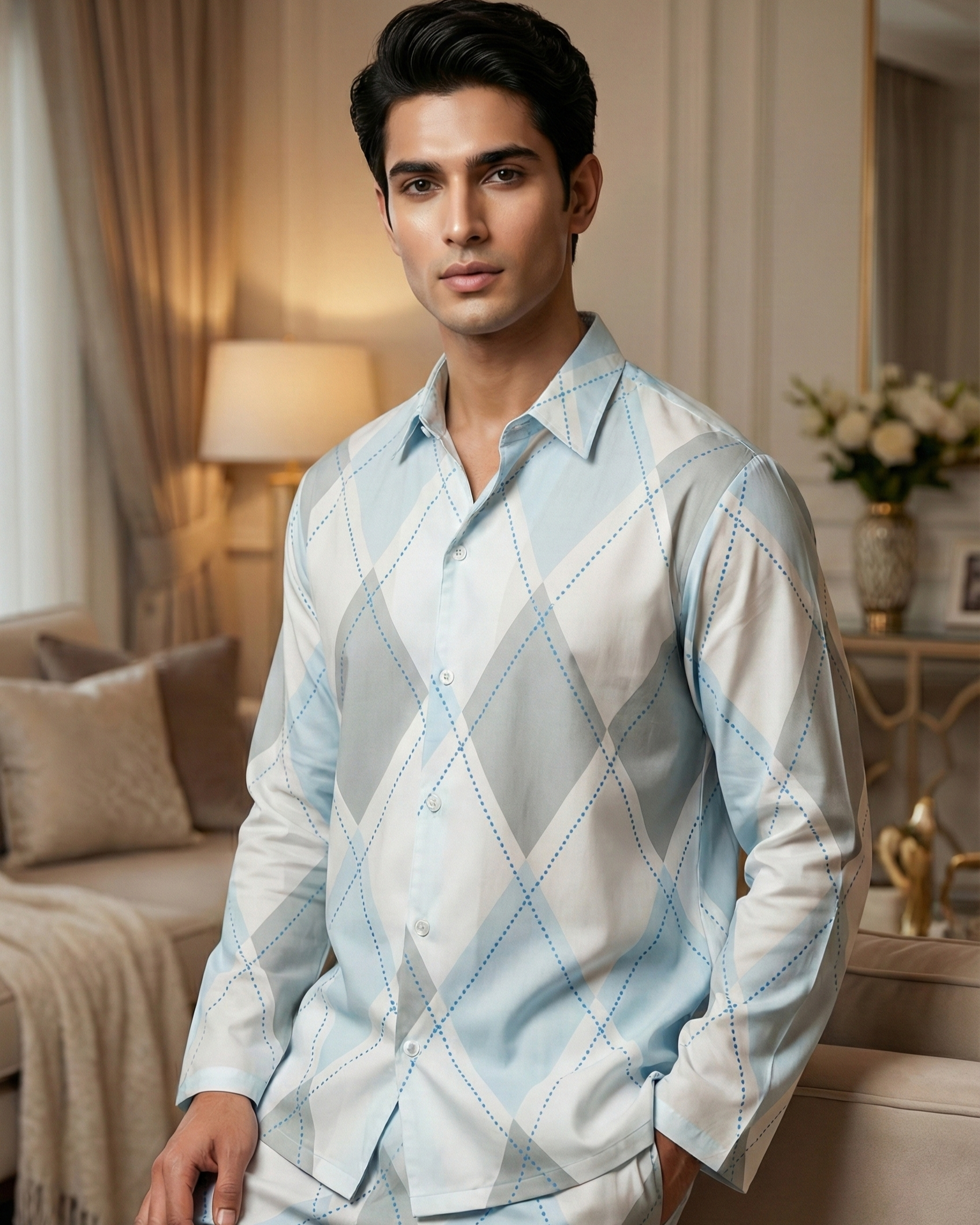 Windsor Blue Men's Nightwear Set