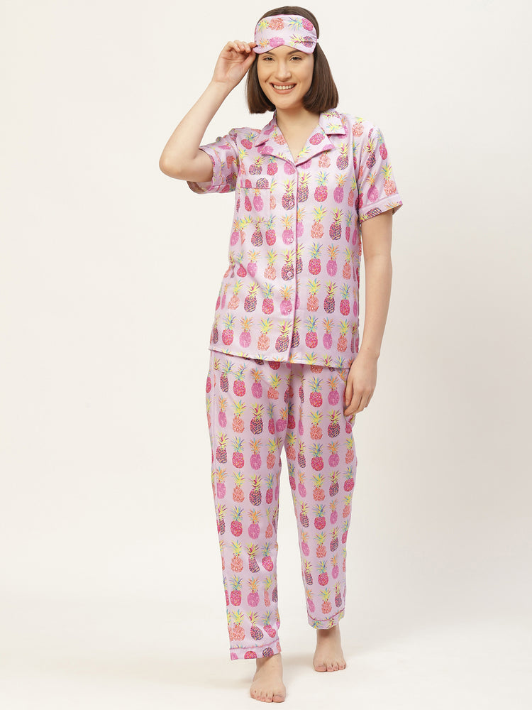 Load image into Gallery viewer, Lilac Pineapple Nightwear Set
