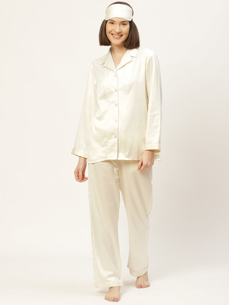Load image into Gallery viewer, Cream Satin Nightwear Set
