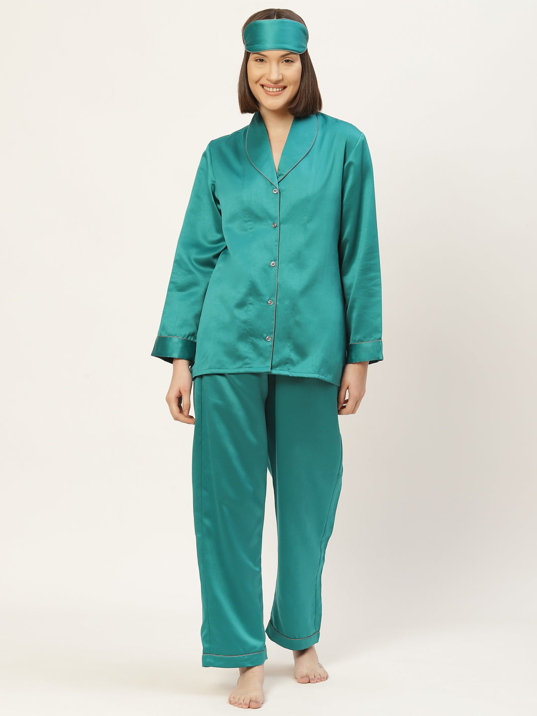 Teal Satin Nightwear Set