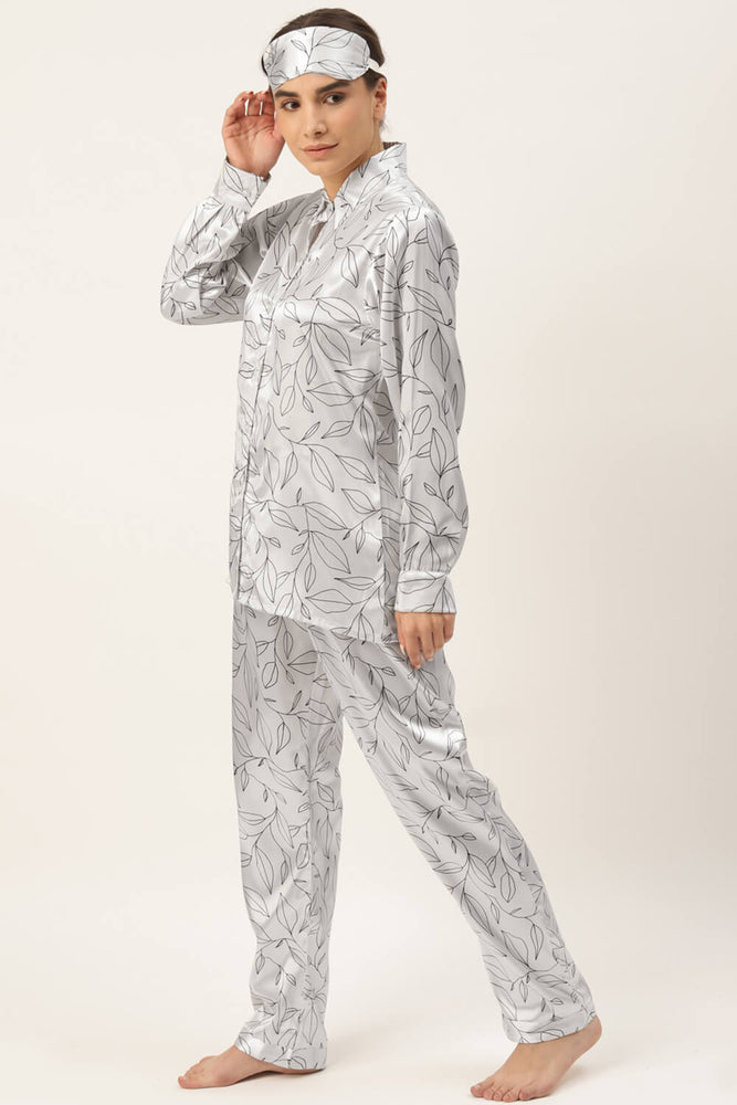 Load image into Gallery viewer, LEAVES MONOCHROME NIGHTWEAR SET
