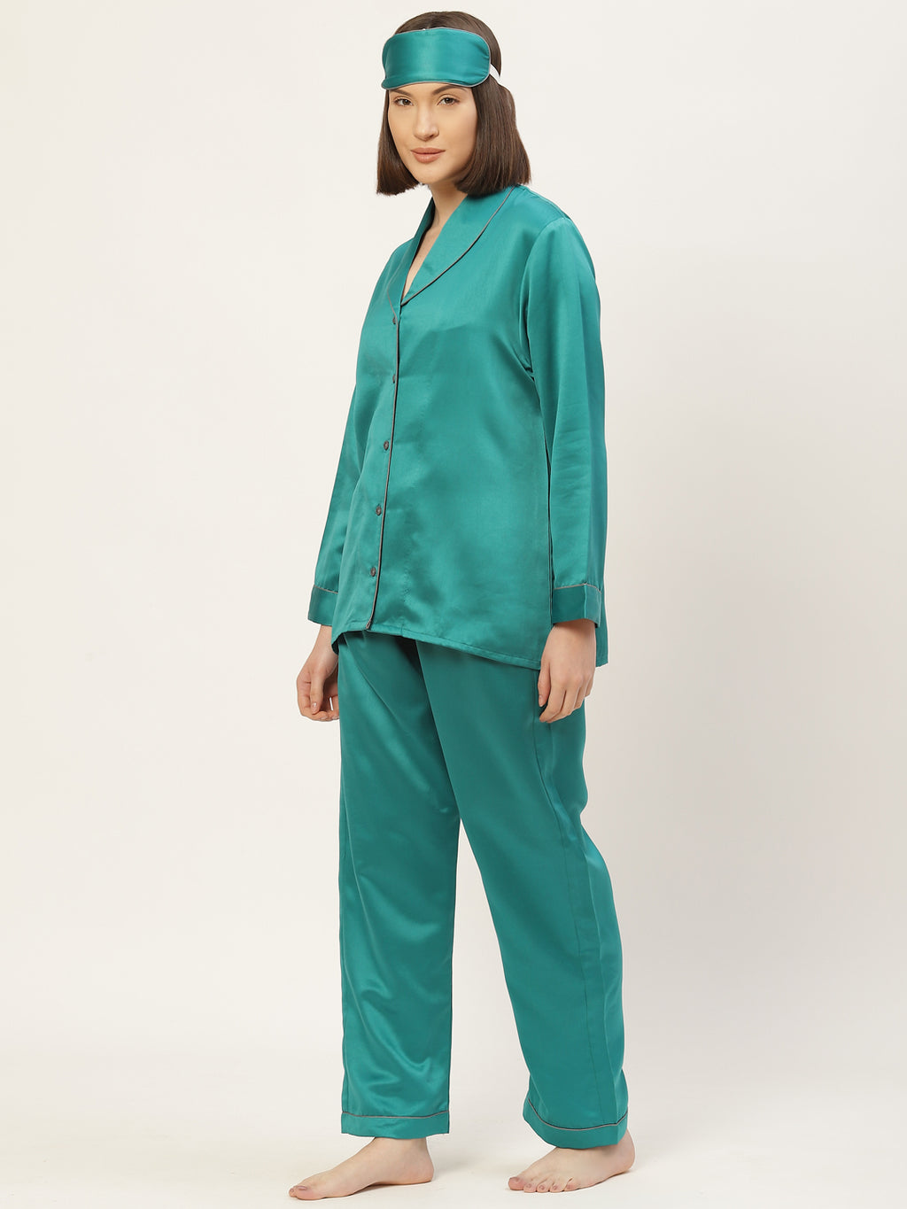 Teal Satin Nightwear Set