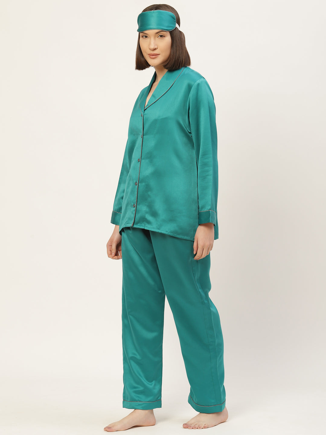 Teal Satin Nightwear Set