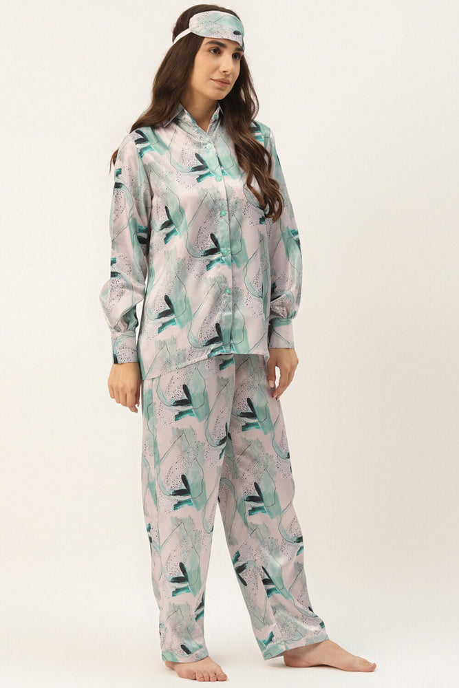 Load image into Gallery viewer, ABSTRACT TEAL GREEN NIGHTWEAR SET
