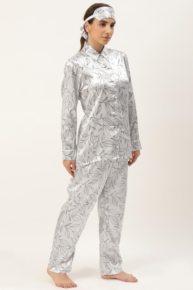 Load image into Gallery viewer, LEAVES MONOCHROME NIGHTWEAR SET
