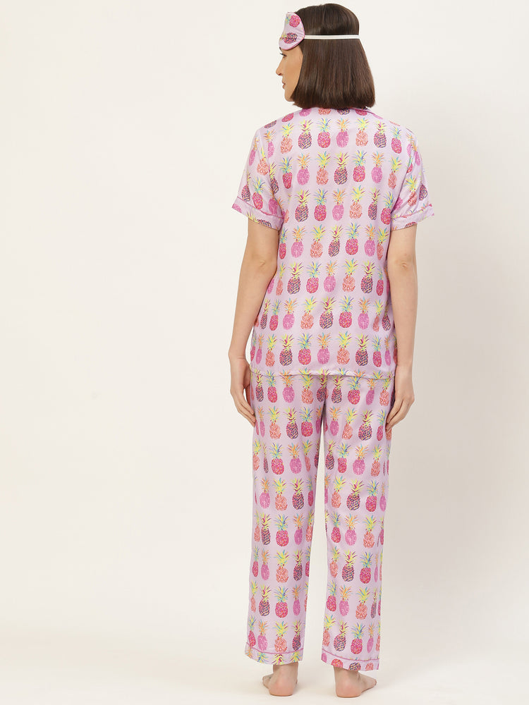 Load image into Gallery viewer, Lilac Pineapple Nightwear Set
