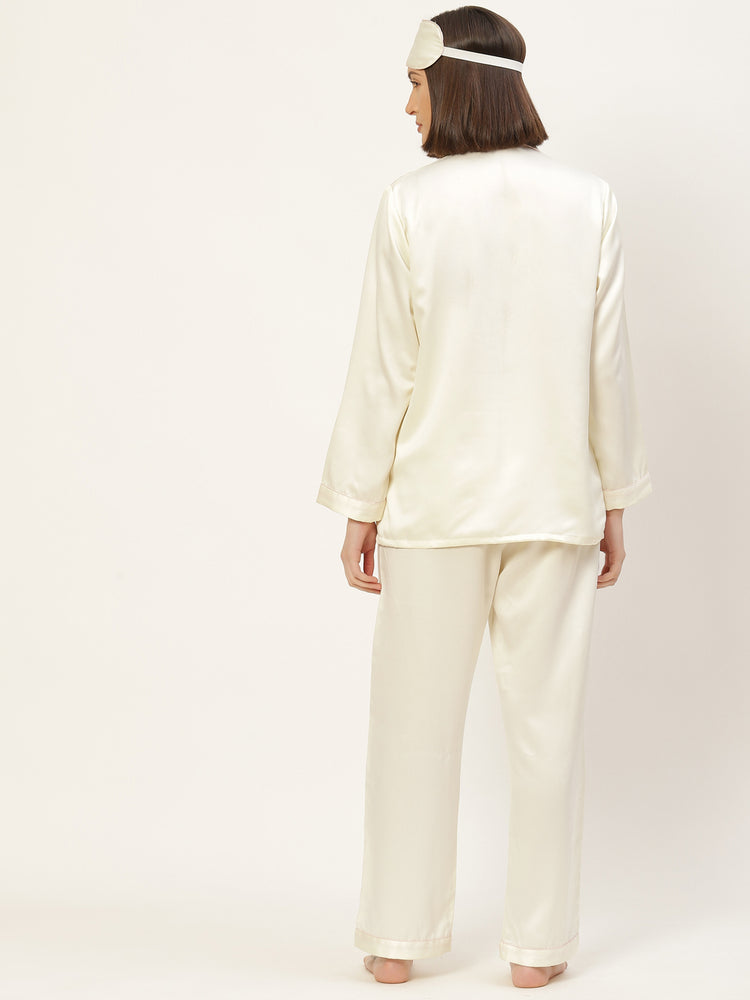 Load image into Gallery viewer, Cream Satin Nightwear Set
