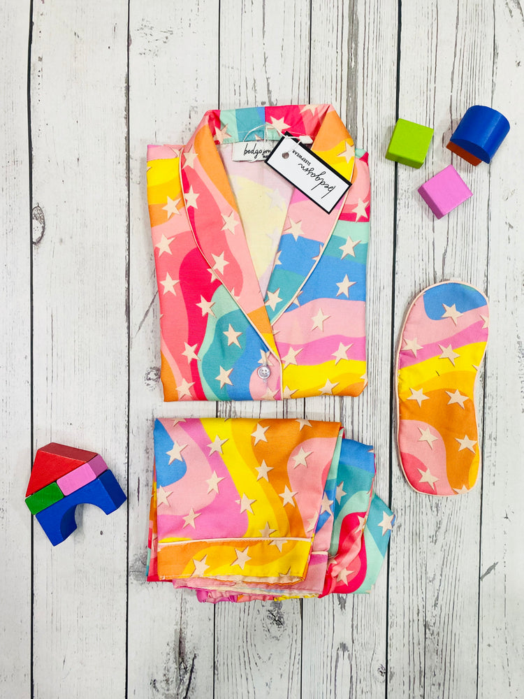 Load image into Gallery viewer, Rainbow Stars - Pajama Set Nightwear Set
