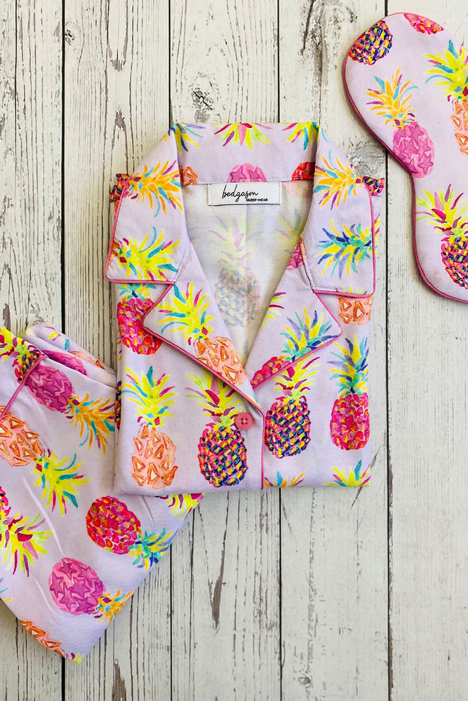 Load image into Gallery viewer, Lilac Pineapple Kids Nightwear Set
