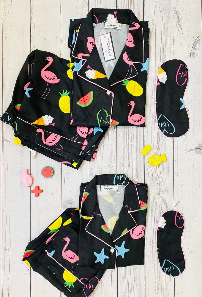Load image into Gallery viewer, Pink Flamingo - Pajama Set Nightwear Set
