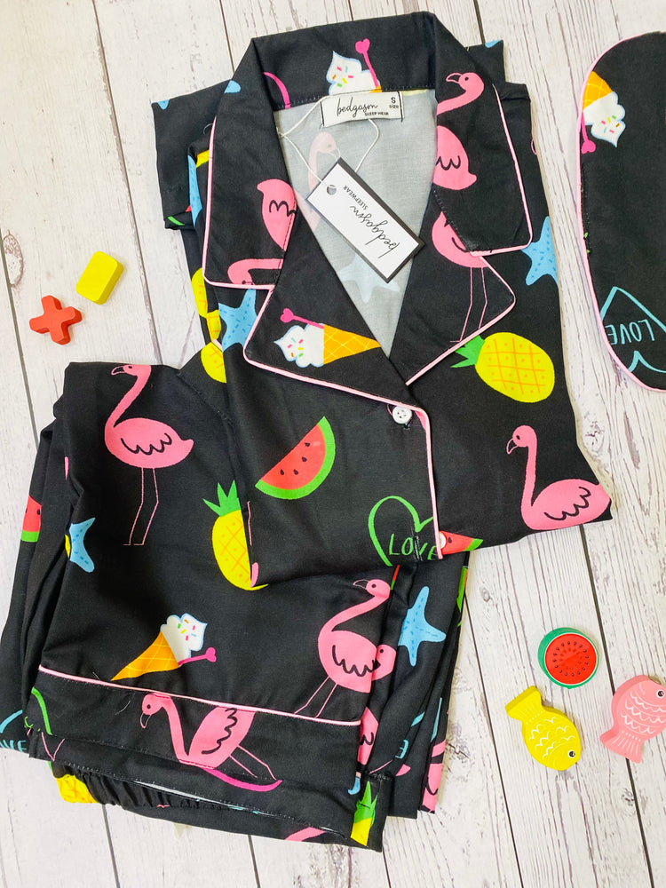 Load image into Gallery viewer, Pink Flamingo Kids Nightwear Set
